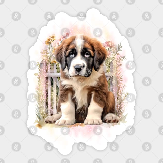 Dog - St. Bernard puppy Sticker by KEWDesign